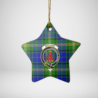 Clan Maitland Tartan Crest Star Ceramic Ornament