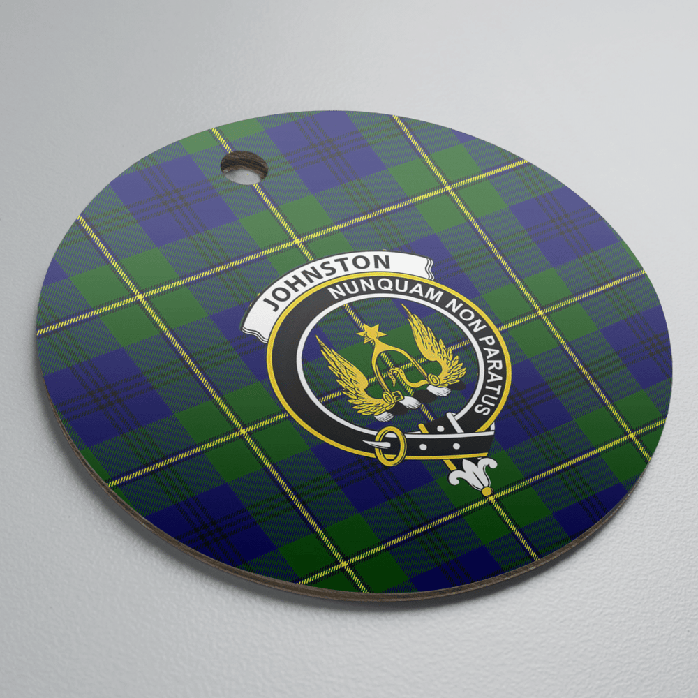 Clan Johnston Modern Tartan Crest Round Ceramic Ornament CR46 Johnston Modern Tartan Tartan Christmas