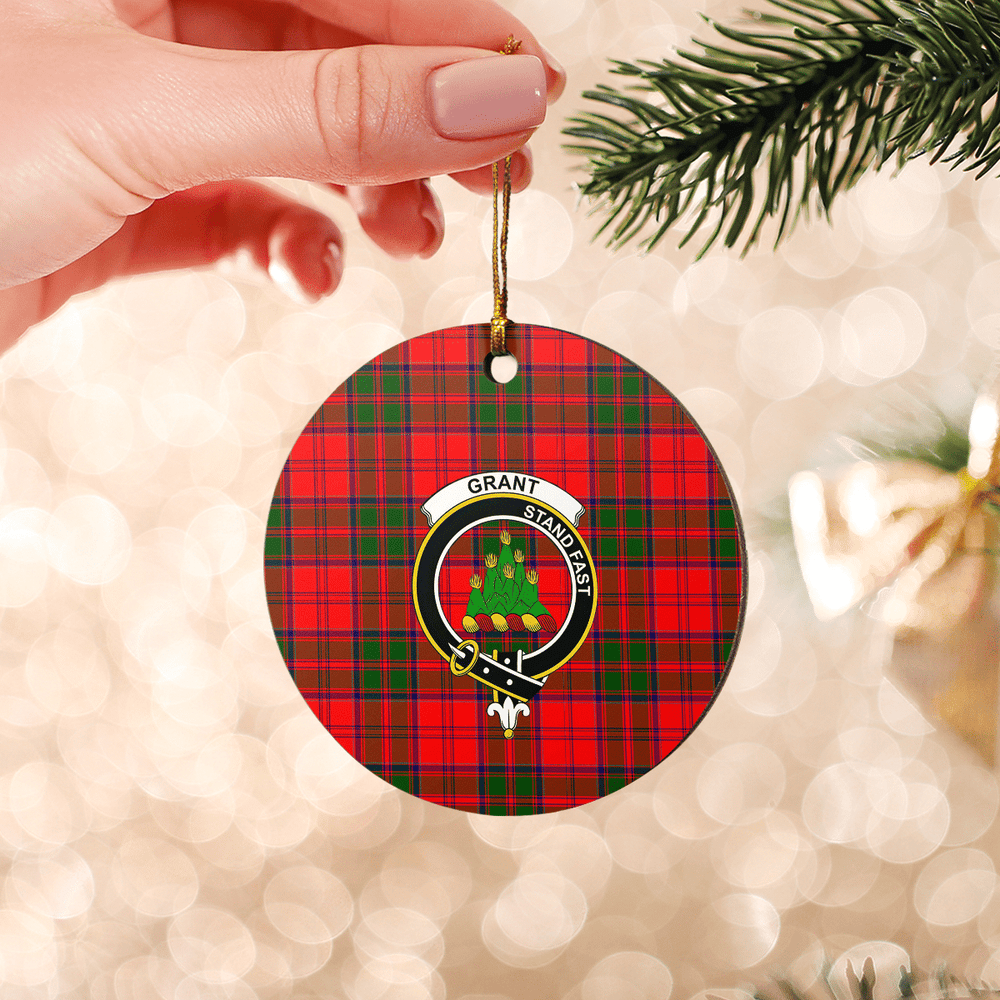 Clan Grant Modern Tartan Crest Round Ceramic Ornament SN54 Grant Modern Tartan Tartan Christmas