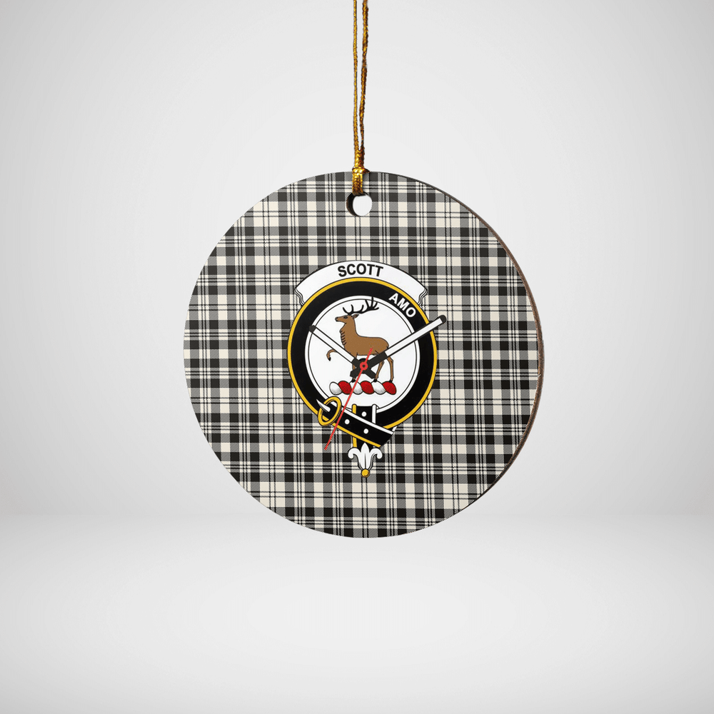 Clan Scott Black & White Ancient Tartan Crest Round Ceramic Ornament RC78 Scott Black & White Ancient Tartan Tartan Christmas