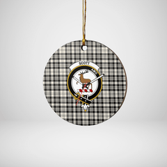 Clan Scott Black & White Ancient Tartan Crest Round Ceramic Ornament RC78 Scott Black & White Ancient Tartan Tartan Christmas