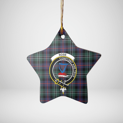 Clan Rose Hunting Modern Tartan Crest Star Ceramic Ornament