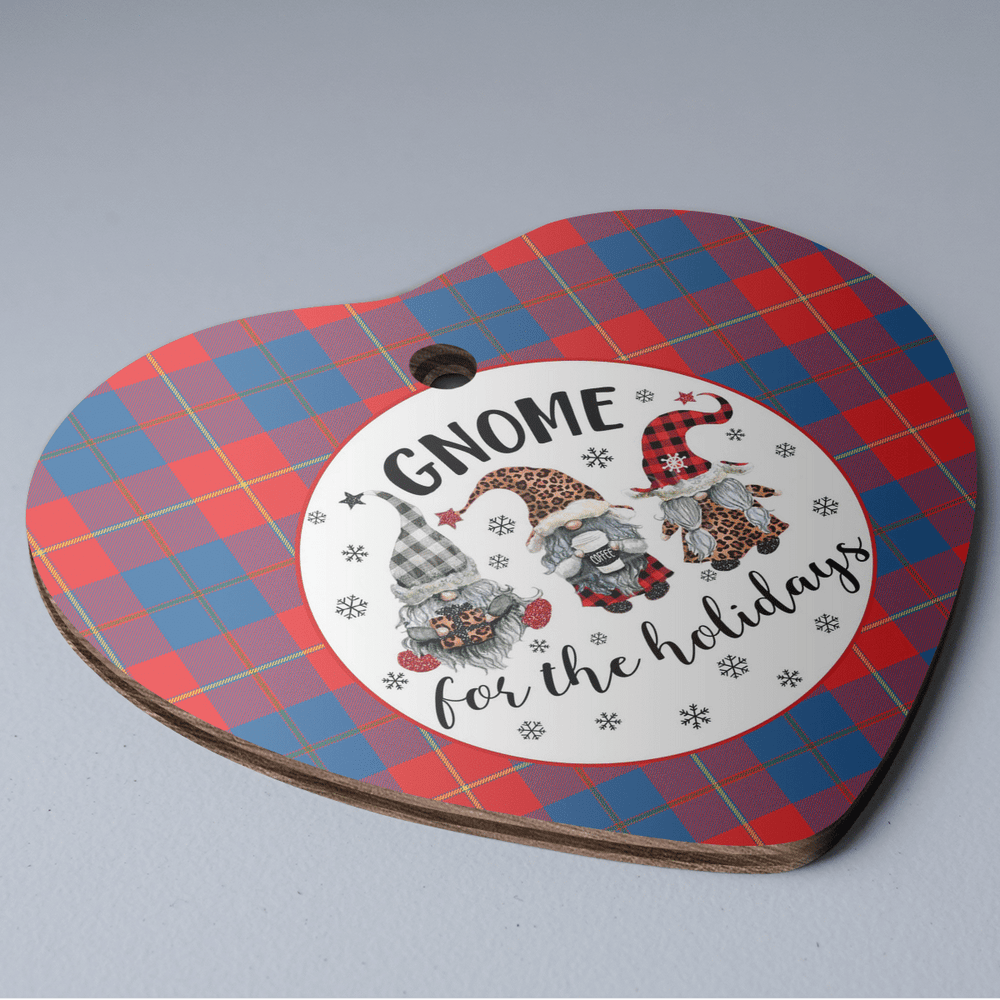 Clan Galloway Red Tartan Tartan Crest Gnome Heart Ceramic Ornament BM48 Galloway Red Tartan Tartan Christmas