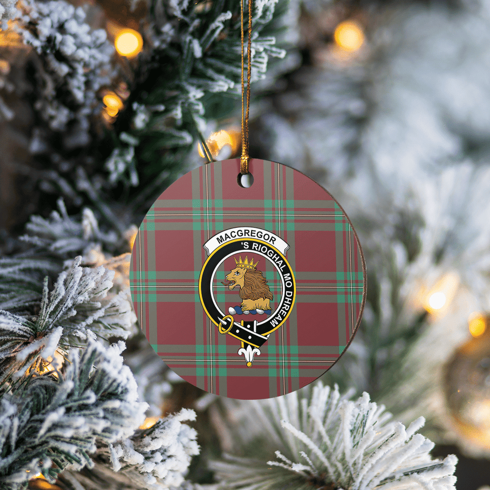 Clan MacGregor Hunting Ancient Tartan Crest Round Ceramic Ornament FS66 MacGregor Hunting Ancient Tartan Tartan Christmas