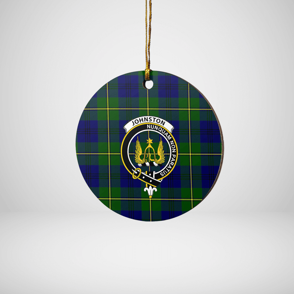 Clan Johnston Modern Tartan Crest Round Ceramic Ornament CR46 Johnston Modern Tartan Tartan Christmas