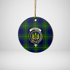 Clan Johnston Modern Tartan Crest Round Ceramic Ornament CR46 Johnston Modern Tartan Tartan Christmas