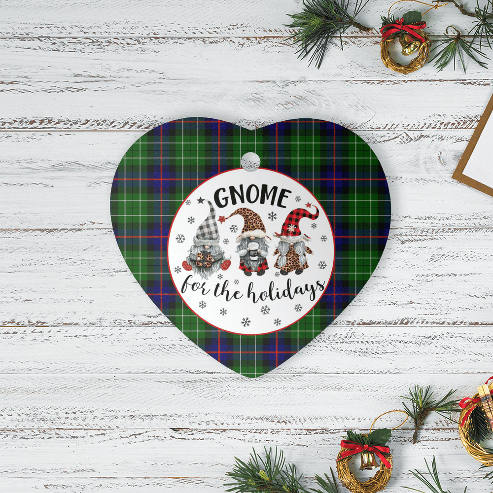 Clan Leslie Hunting Tartan Tartan Crest Gnome Heart Ceramic Ornament FF39 Leslie Hunting Tartan Tartan Christmas