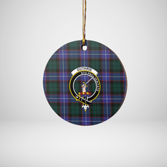 Clan Guthrie Modern Tartan Crest Round Ceramic Ornament RJ13 Guthrie Modern Tartan Tartan Christmas
