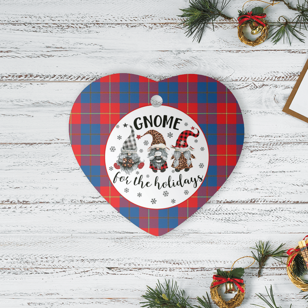 Clan Galloway Red Tartan Tartan Crest Gnome Heart Ceramic Ornament BM48 Galloway Red Tartan Tartan Christmas