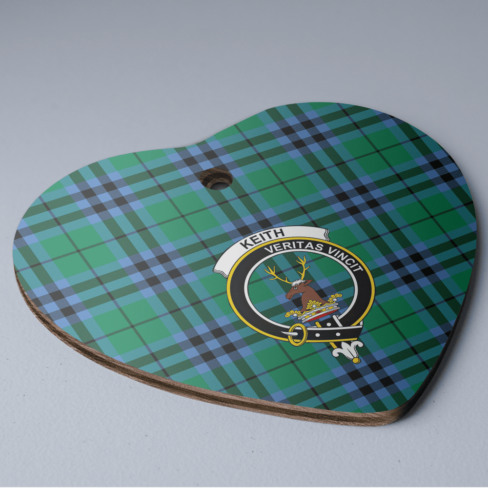 Clan Keith Ancient Tartan Crest Heart Ceramic Ornament NL50 Keith Ancient Tartan Tartan Christmas