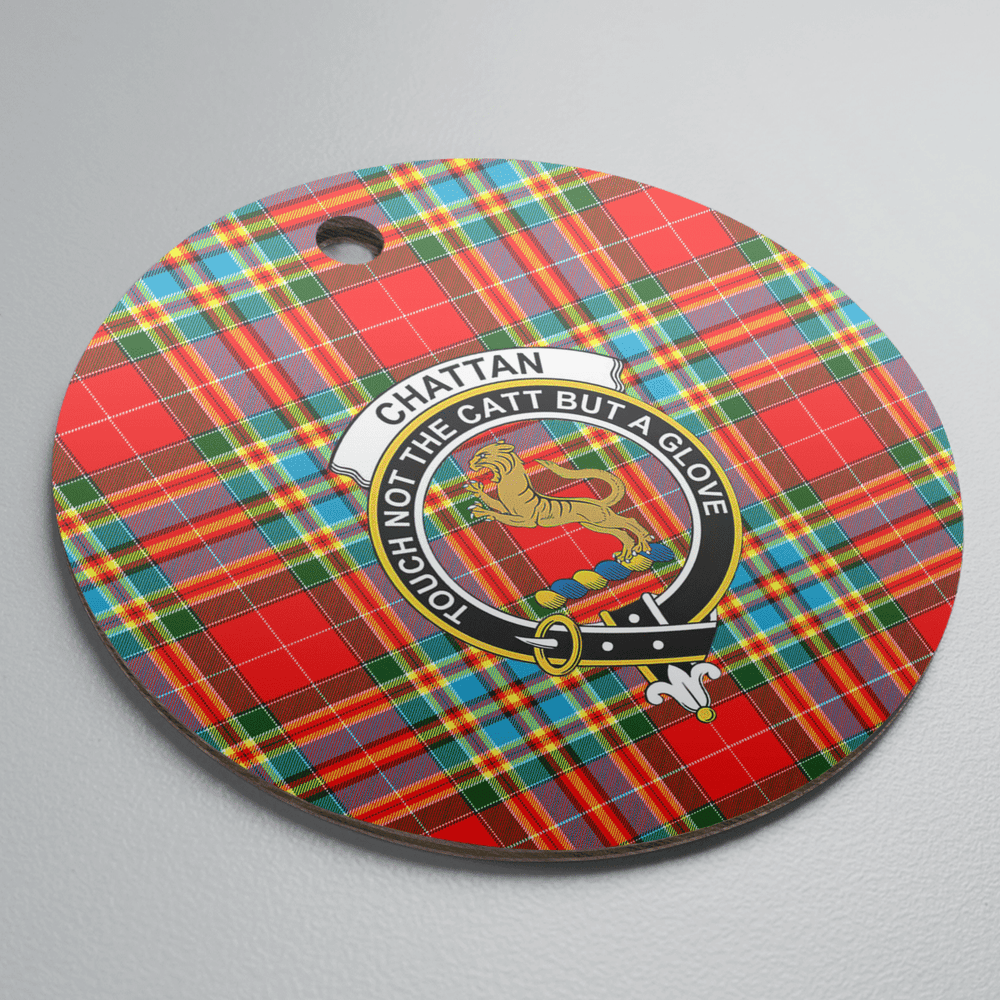 Clan Chattan Tartan Crest Round Ceramic Ornament YQ27 Chattan Tartan Tartan Christmas