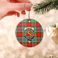 Clan Chattan Tartan Crest Round Ceramic Ornament YQ27 Chattan Tartan Tartan Christmas