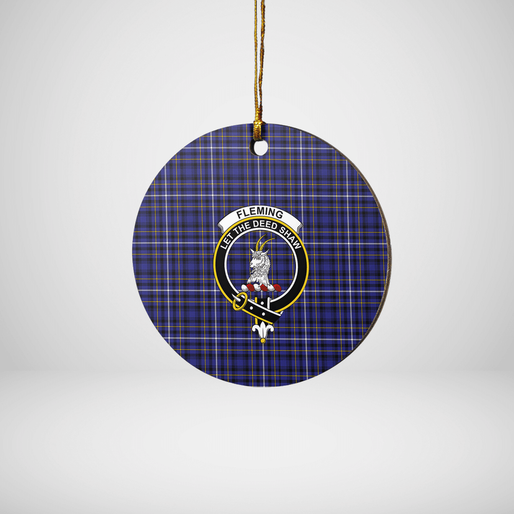 Clan Fleming Tartan Crest Round Ceramic Ornament FI17 Fleming Tartan Tartan Christmas