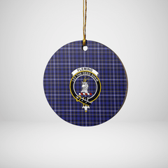 Clan Fleming Tartan Crest Round Ceramic Ornament FI17 Fleming Tartan Tartan Christmas