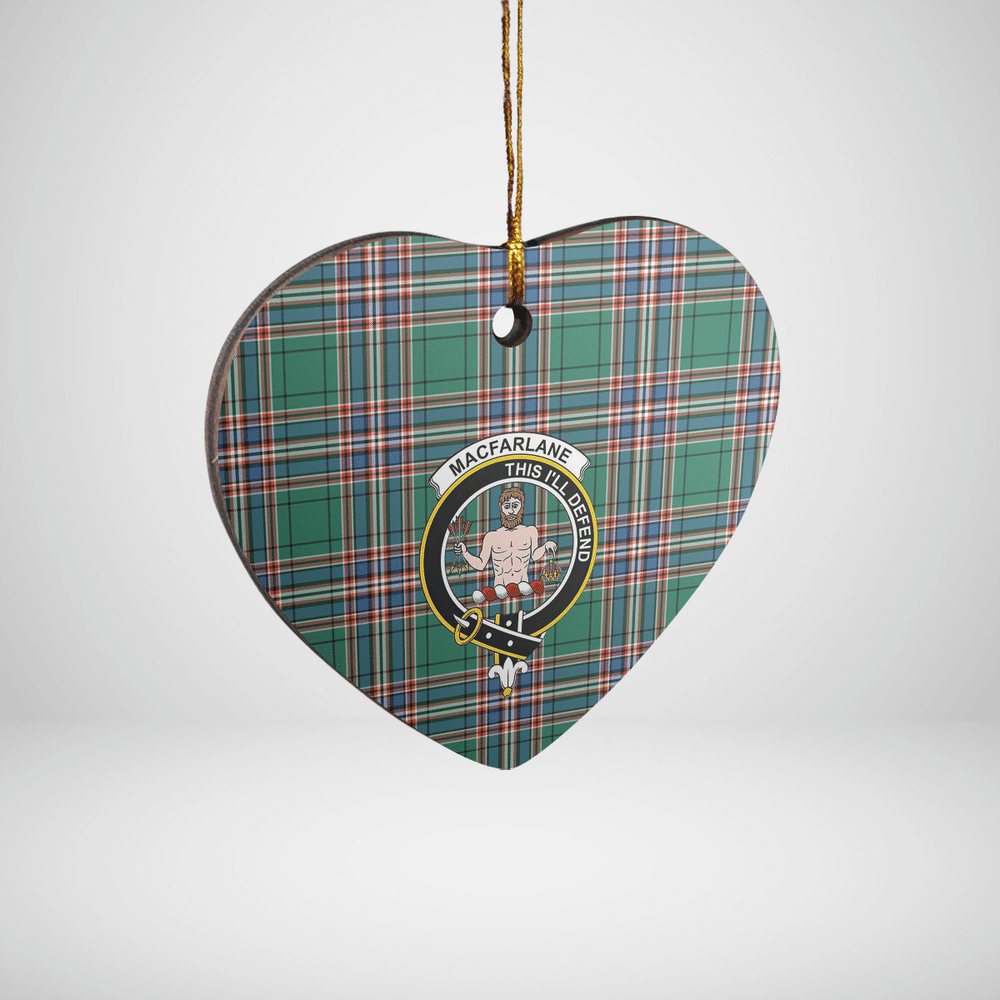 Clan MacFarlane Hunting Ancient Tartan Crest Heart Ceramic Ornament ZI26 MacFarlane Hunting Ancient Tartan Tartan Christmas