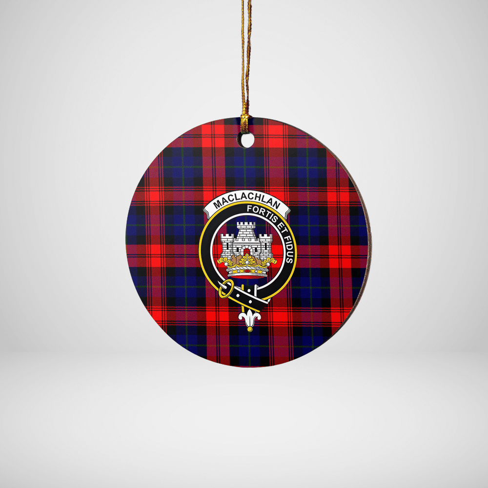 Clan MacLachlan Modern Tartan Crest Round Ceramic Ornament KS78 MacLachlan Modern Tartan Tartan Christmas