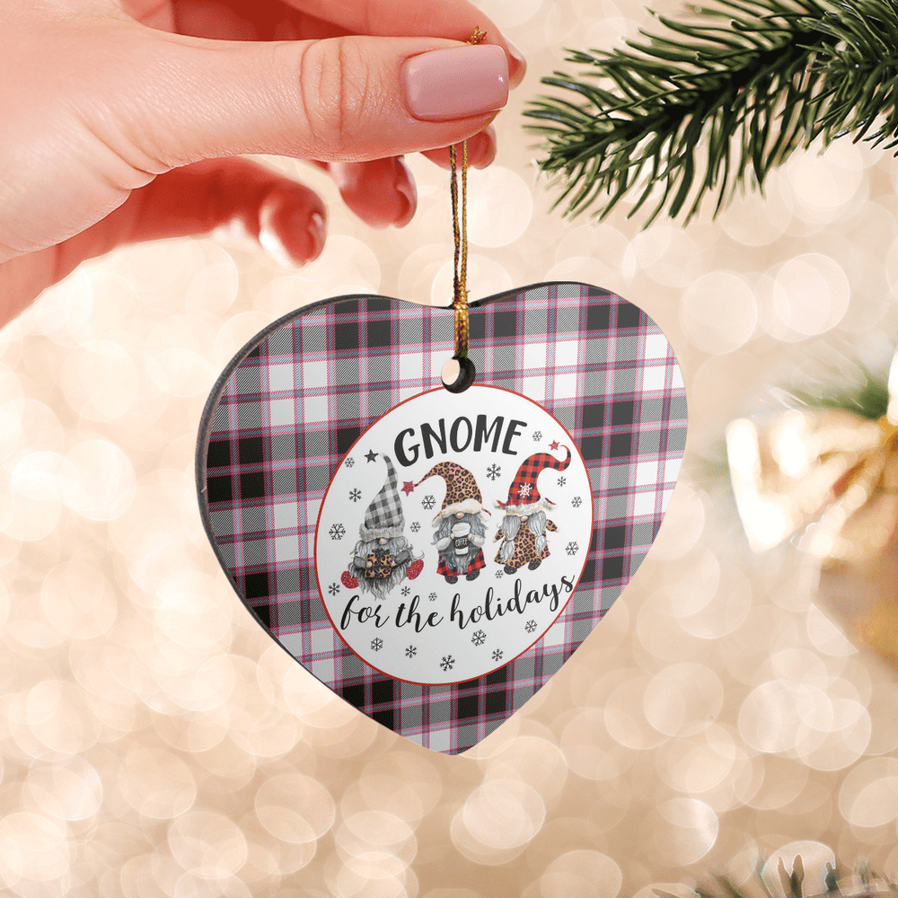 Clan MacPherson Hunting Modern Tartan Tartan Crest Gnome Heart Ceramic Ornament OM85 MacPherson Hunting Modern Tartan Tartan Christmas