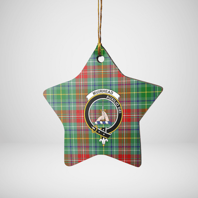 Clan Muirhead Tartan Crest Star Ceramic Ornament
