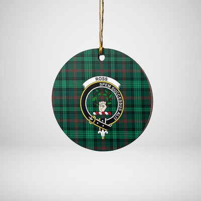 Clan Ross Hunting Modern Tartan Crest Round Ceramic Ornament
