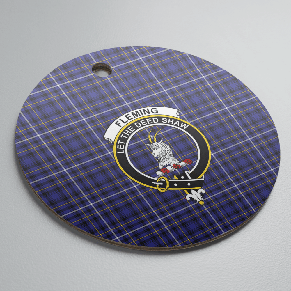 Clan Fleming Tartan Crest Round Ceramic Ornament FI17 Fleming Tartan Tartan Christmas