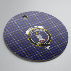 Clan Fleming Tartan Crest Round Ceramic Ornament FI17 Fleming Tartan Tartan Christmas
