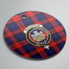 Clan MacLachlan Modern Tartan Crest Round Ceramic Ornament KS78 MacLachlan Modern Tartan Tartan Christmas