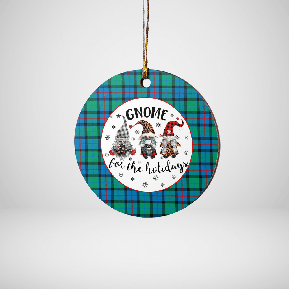 Clan Flower Of Scotland Tartan Tartan Crest Gnome Round Ceramic Ornament SO83 Flower Of Scotland Tartan Tartan Christmas