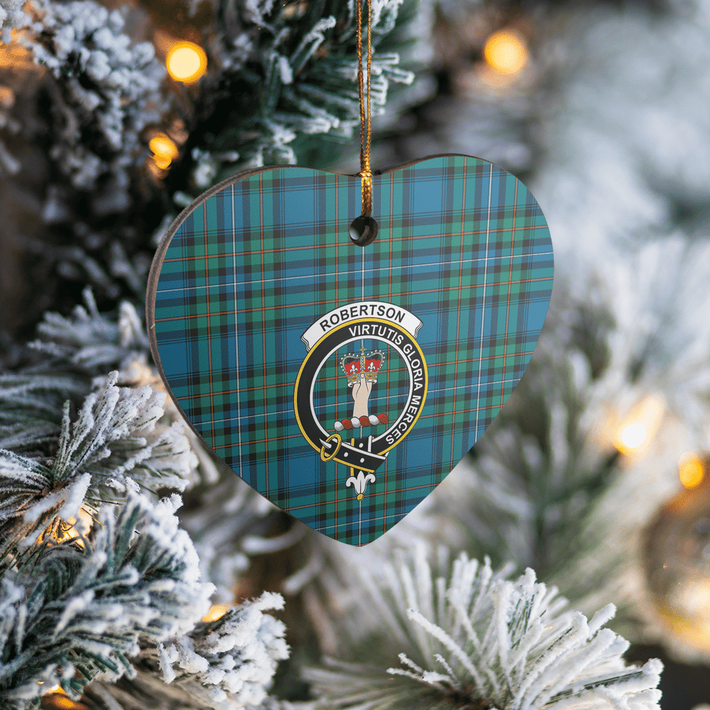 Clan Robertson Hunting Ancient Tartan Crest Heart Ceramic Ornament CK79 Robertson Hunting Ancient Tartan Tartan Christmas