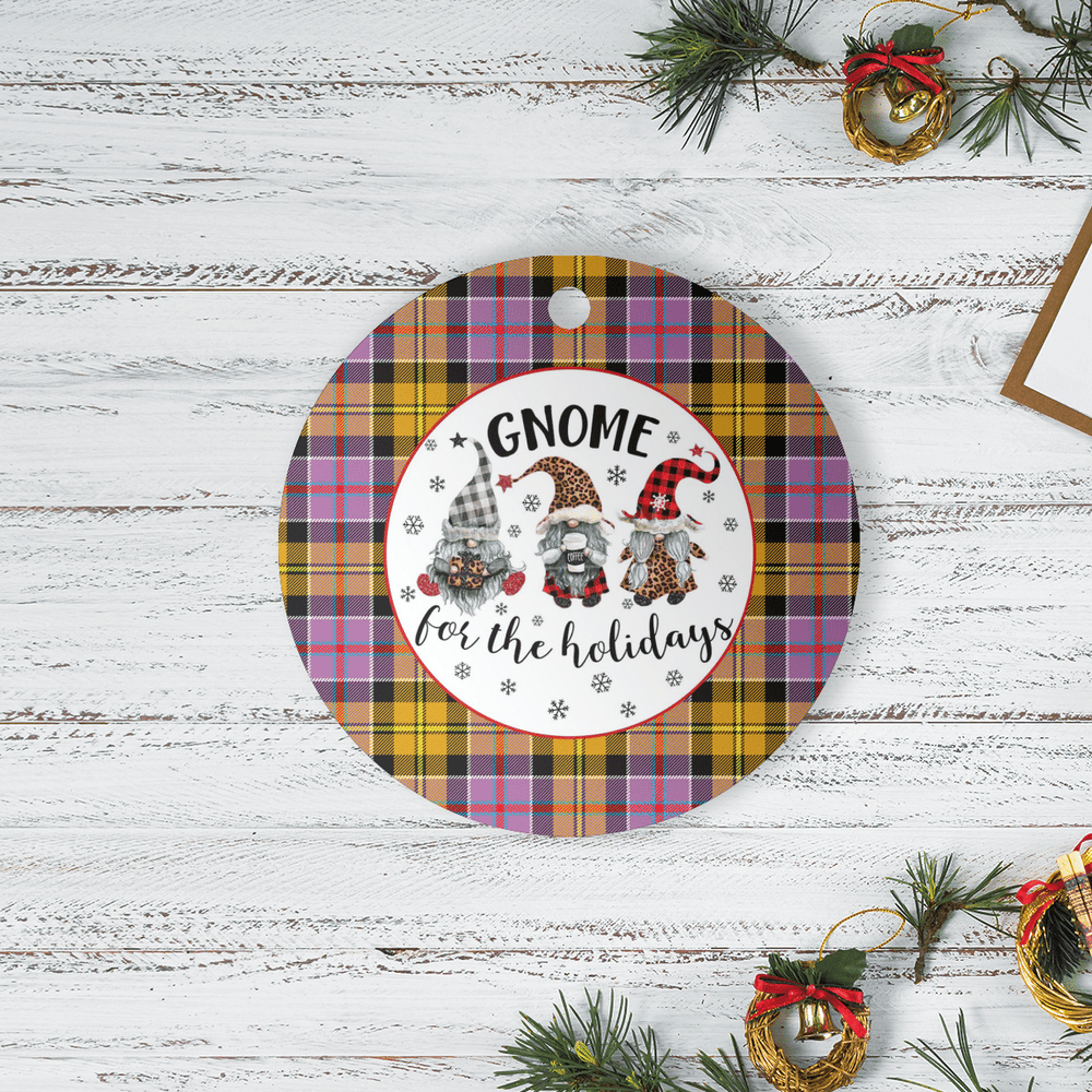 Clan Culloden Ancient Tartan Tartan Crest Gnome Round Ceramic Ornament UD90 Culloden Ancient Tartan Tartan Christmas