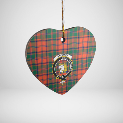 Clan Stewart of Appin Ancient Tartan Crest Heart Ceramic Ornament