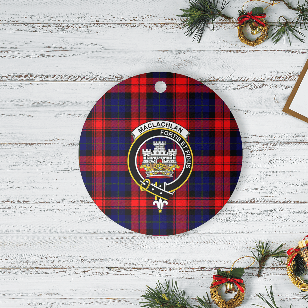 Clan MacLachlan Modern Tartan Crest Round Ceramic Ornament KS78 MacLachlan Modern Tartan Tartan Christmas