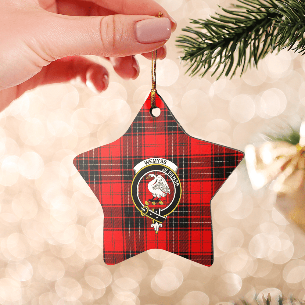 Clan Wemyss Modern Tartan Crest Star Ceramic Ornament RB19 Wemyss Modern Tartan Tartan Christmas