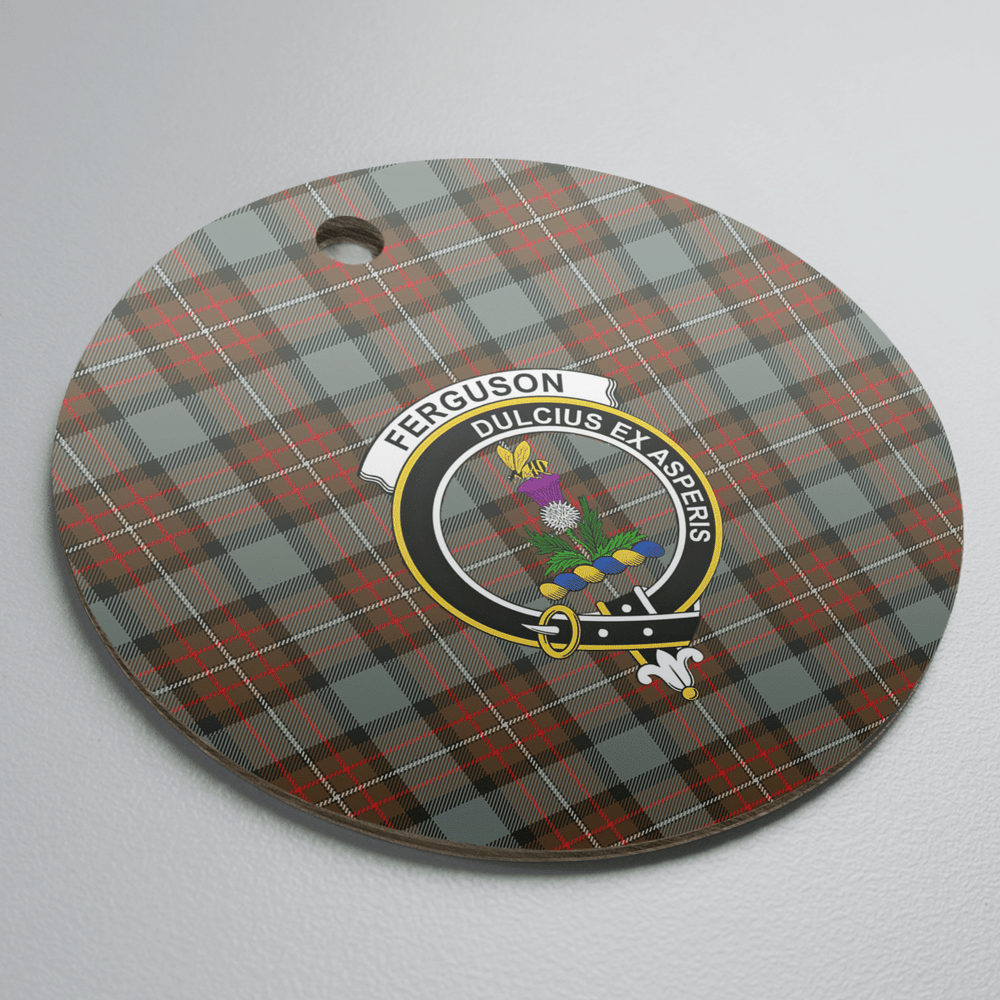 Clan Fergusson Weathered Tartan Crest Round Ceramic Ornament II76 Fergusson Weathered Tartan Tartan Christmas