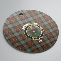 Clan Fergusson Weathered Tartan Crest Round Ceramic Ornament II76 Fergusson Weathered Tartan Tartan Christmas