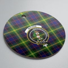 Clan Watson Modern Tartan Crest Round Ceramic Ornament SD53 Watson Modern Tartan Tartan Christmas