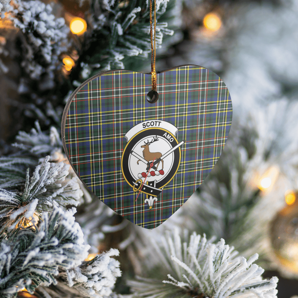 Clan Scott Green Modern Tartan Crest Heart Ceramic Ornament OV87 Scott Green Modern Tartan Tartan Christmas