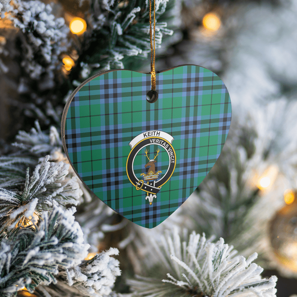 Clan Keith Ancient Tartan Crest Heart Ceramic Ornament NL50 Keith Ancient Tartan Tartan Christmas