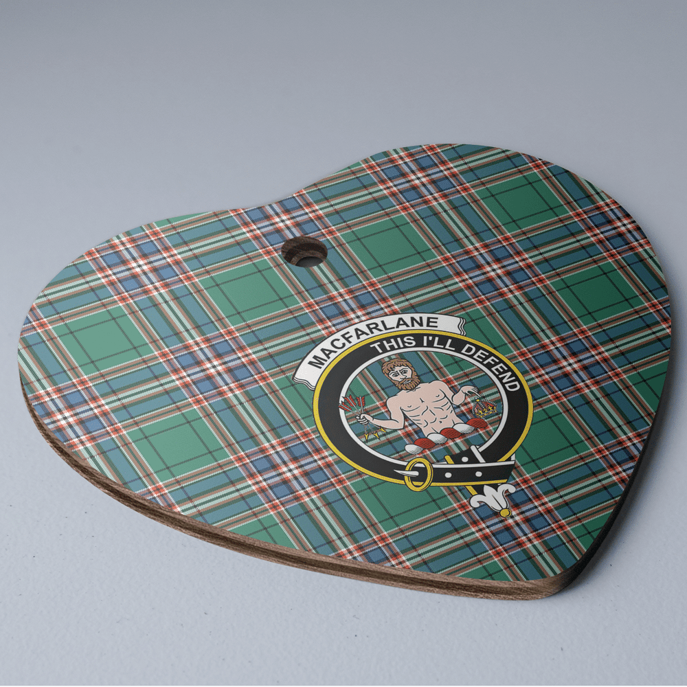 Clan MacFarlane Hunting Ancient Tartan Crest Heart Ceramic Ornament ZI26 MacFarlane Hunting Ancient Tartan Tartan Christmas