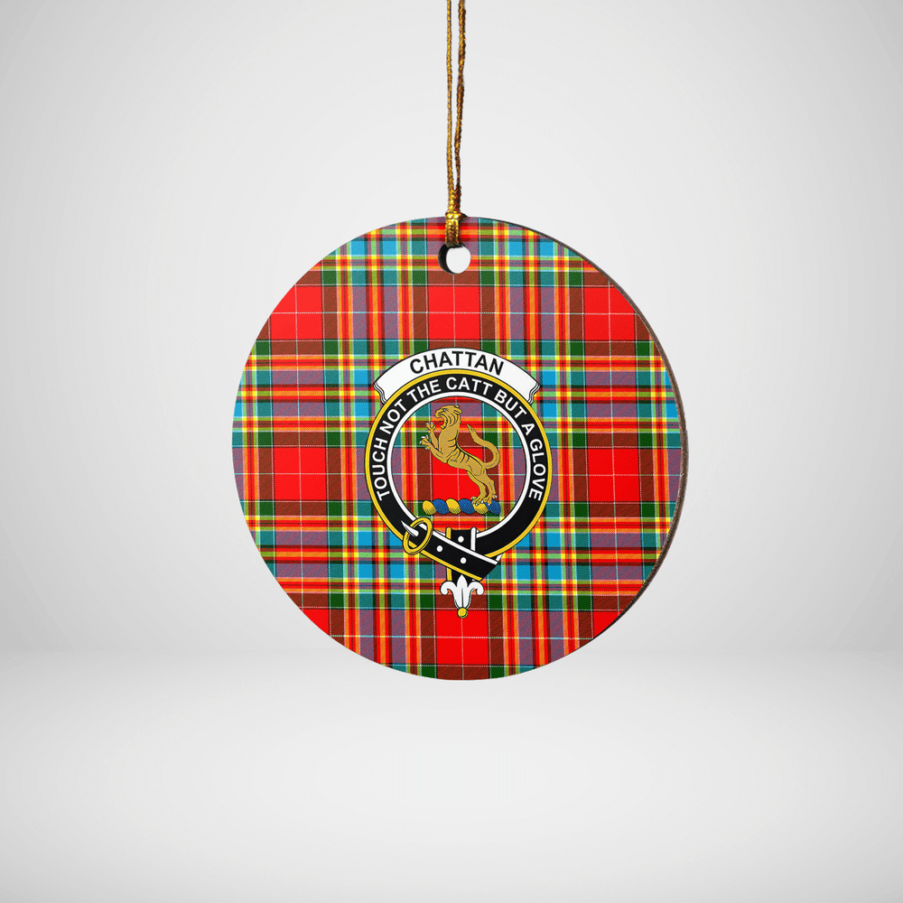 Clan Chattan Tartan Crest Round Ceramic Ornament YQ27 Chattan Tartan Tartan Christmas