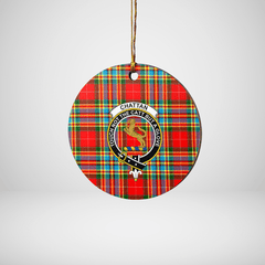 Clan Chattan Tartan Crest Round Ceramic Ornament YQ27 Chattan Tartan Tartan Christmas