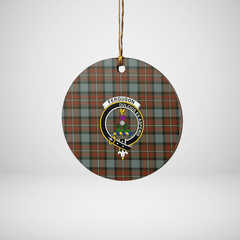 Clan Fergusson Weathered Tartan Crest Round Ceramic Ornament II76 Fergusson Weathered Tartan Tartan Christmas