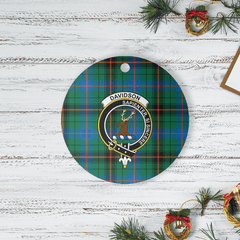 Clan Davidson Ancient Tartan Crest Round Ceramic Ornament VE50 Davidson Ancient Tartan Tartan Christmas