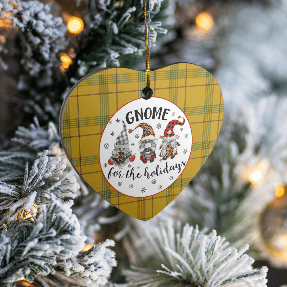 Clan Houston Tartan Tartan Crest Gnome Heart Ceramic Ornament JQ42 Houston Tartan Tartan Christmas