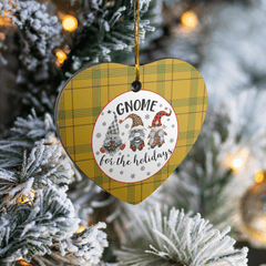 Clan Houston Tartan Tartan Crest Gnome Heart Ceramic Ornament JQ42 Houston Tartan Tartan Christmas