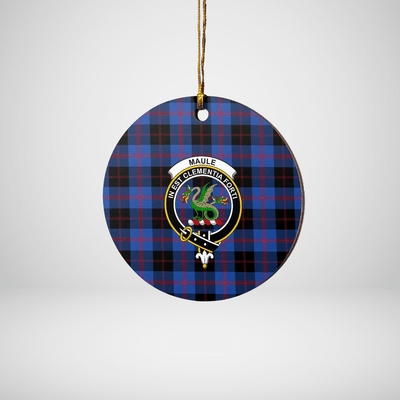 Clan Maule Tartan Crest Round Ceramic Ornament