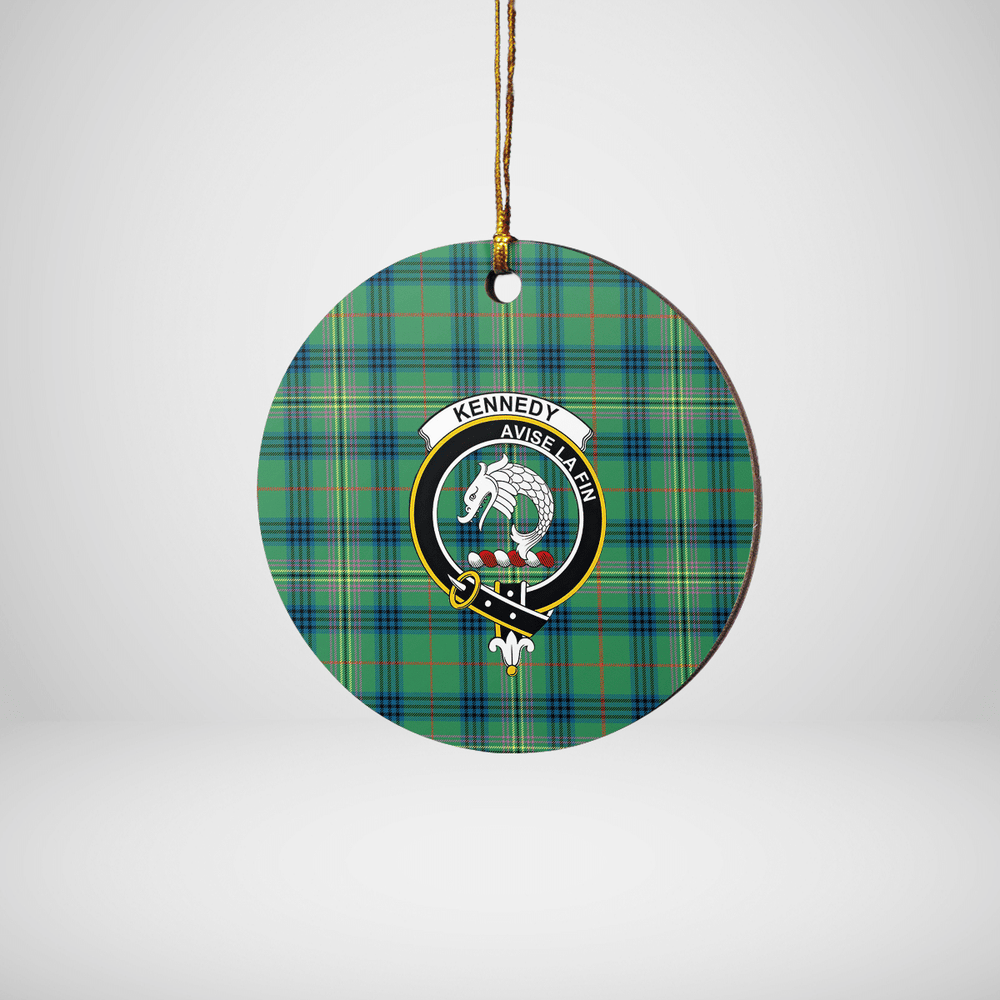 Clan Kennedy Ancient Tartan Crest Round Ceramic Ornament HU99 Kennedy Ancient Tartan Tartan Christmas