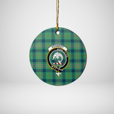 Clan Kennedy Ancient Tartan Crest Round Ceramic Ornament HU99 Kennedy Ancient Tartan Tartan Christmas