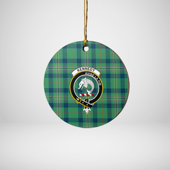 Clan Kennedy Ancient Tartan Crest Round Ceramic Ornament HU99 Kennedy Ancient Tartan Tartan Christmas