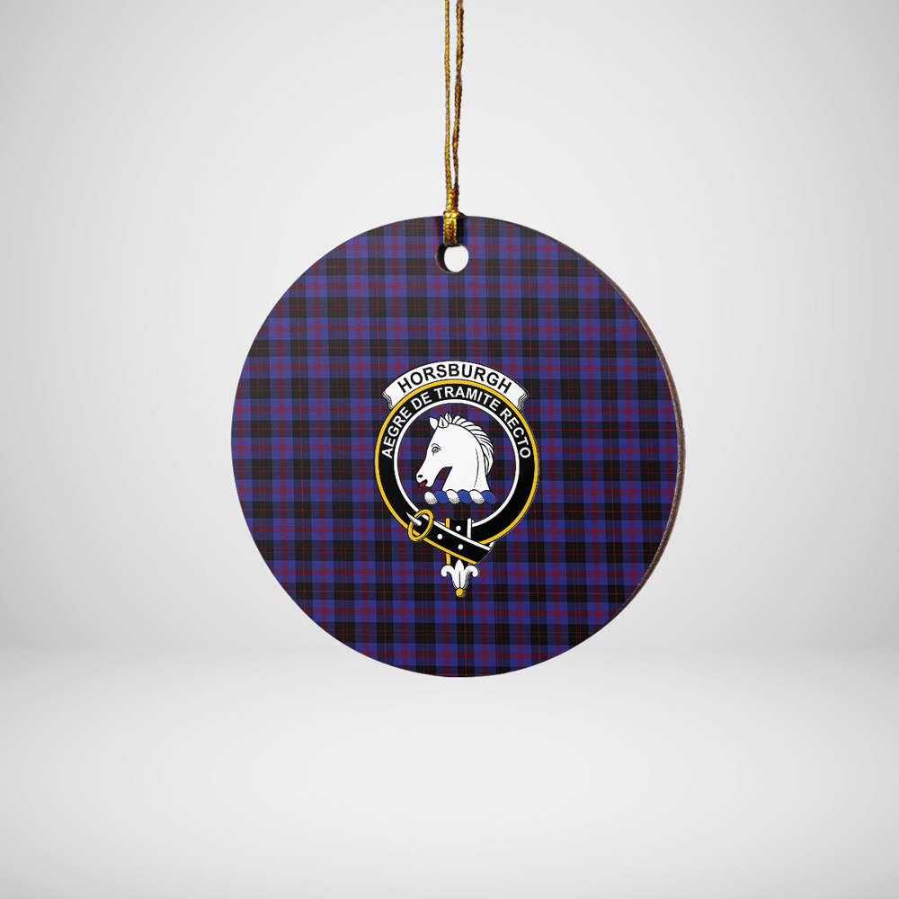 Clan Horsburgh Tartan Crest Round Ceramic Ornament VZ97 Horsburgh Tartan Tartan Christmas