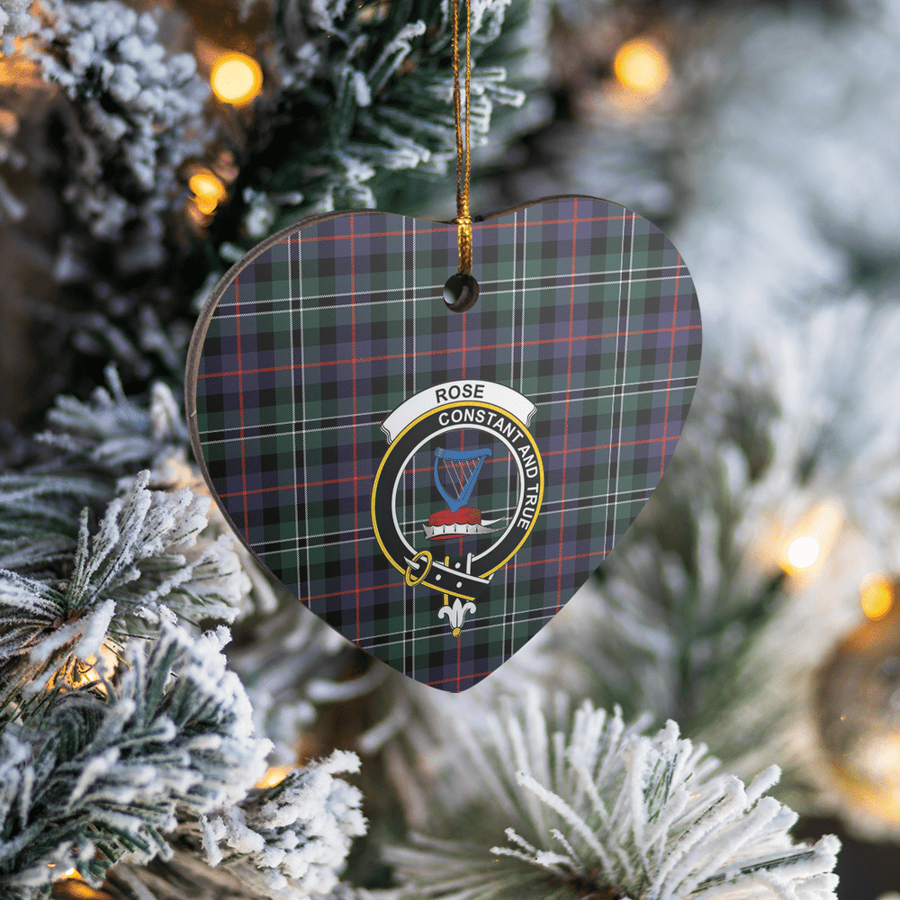 Clan Rose Hunting Modern Tartan Crest Heart Ceramic Ornament SI44 Rose Hunting Modern Tartan Tartan Christmas